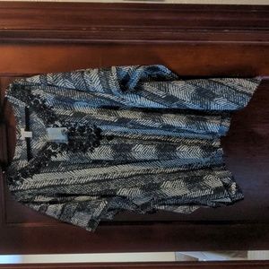 Chico's poncho top size 3 or XL black and white hand beaded